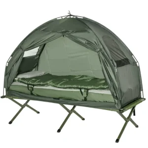 4-i-1 Campingset med Tält, Fältsäng, Madrass & Sovsäck